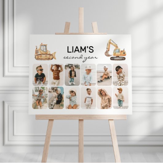 Bouwwagens Verjaardag Foto Collage Poster