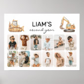 Bouwwagens Verjaardag Foto Collage Poster (Voorkant)