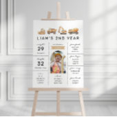 Bouwwagens Verjaardag Foto Mijlpaal Teken Poster