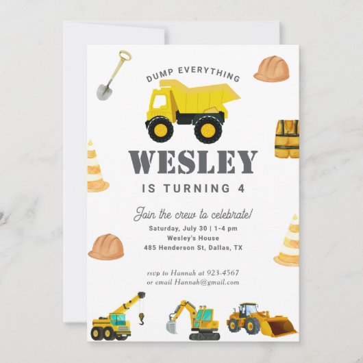 Bouwwagens Verjaardag Kaart (Voorkant)