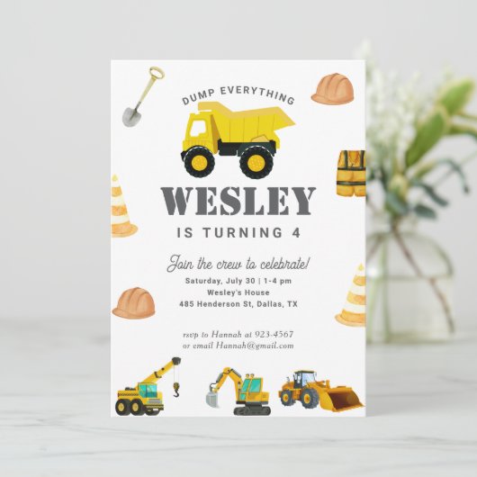 Bouwwagens Verjaardag Kaart (Staand voorkant)