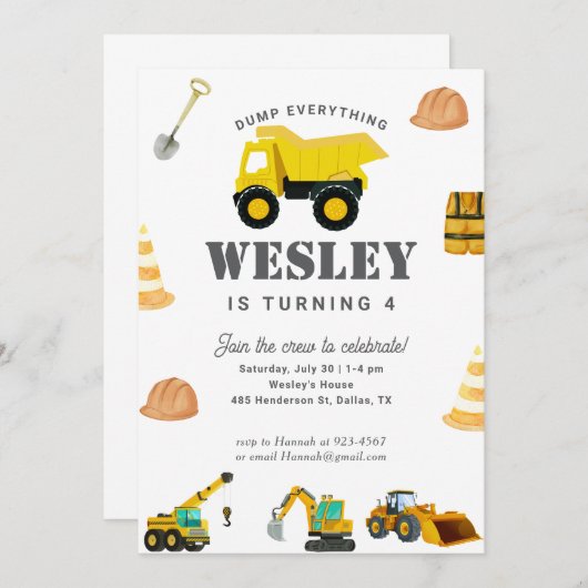 Bouwwagens Verjaardag Kaart (Voorkant / Achterkant)