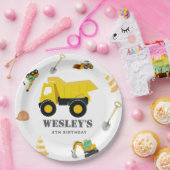 Bouwwagens Verjaardag Papieren Bordje (Feest)