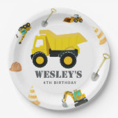Bouwwagens Verjaardag Papieren Bordje (Voorkant)
