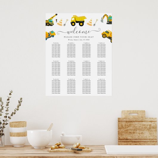 Bouwwagens Verjaardag Poster (Keuken)