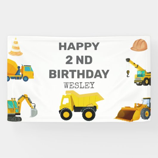 Bouwwagens Verjaardag Spandoek (Horizontaal)