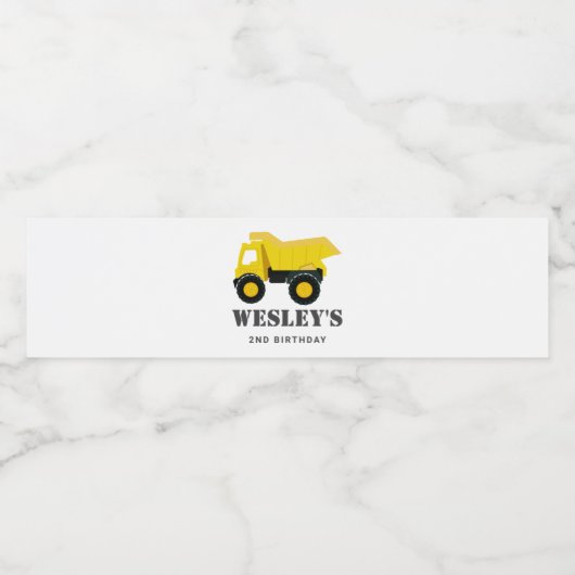 Bouwwagens Verjaardag Waterfles Etiket (Enkel label)