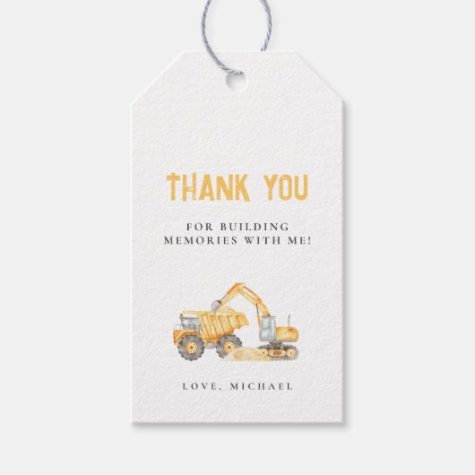 Bouwwagens Verjaardagscadeau Label Cadeaulabel (Voorkant)