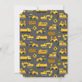 Bouwwagens Verjaardagsfeestje Grijze Uitnodiging (Achterkant)