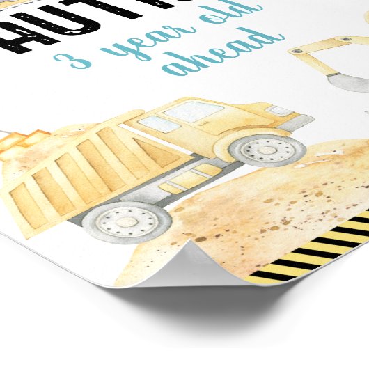 Bouwwagens Waarschuwing Verjaardag teken Poster (Hoek)