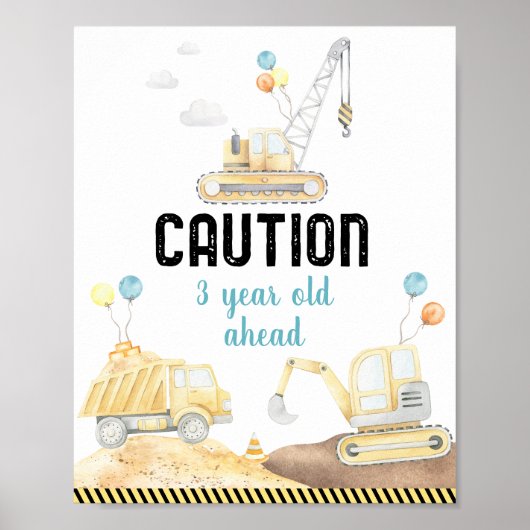 Bouwwagens Waarschuwing Verjaardag teken Poster (Voorkant)