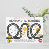 Bouwwegen 1e verjaardag uitnodiging (Staand voorkant)