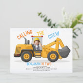 Bouwwerf Bulldozer Bemanning Foto Jongen 2e Verjaa Kaart (Staand voorkant)