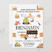 Bouwwerf Dump Truck Graver Feestje Verjaardag Part Briefkaart (Voorkant / Achterkant)