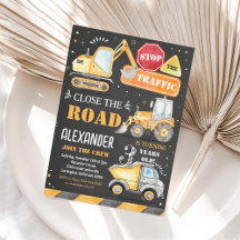 Bouwwerf Dump Truck Verjaardagsfeest Uitnodiging