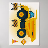 Bouwwerf vrachtwagen stortwagen afdruk kinderkamer poster (Voorkant)