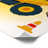 Bouwwerfwagen stortwagen print voor kinderkamer (Hoek)