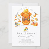 Bouwwerk Baby Shower Uitnodiging Jongen (Voorkant)