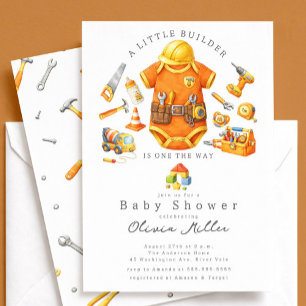 Bouwwerk Baby Shower Uitnodiging Jongen