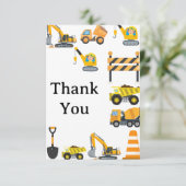 Bouwwerk Feest Thema Verjaardagsfeestje Jongens Bedankkaart (Staand voorkant)