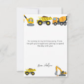 Bouwwerk Feest Thema Verjaardagsfeestje Jongens Bedankkaart (Achterkant)