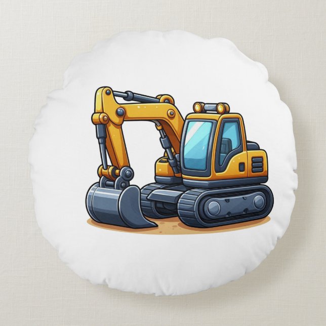 Bouwwerk/Graafmachine  Rond Kussen (Voorkant)