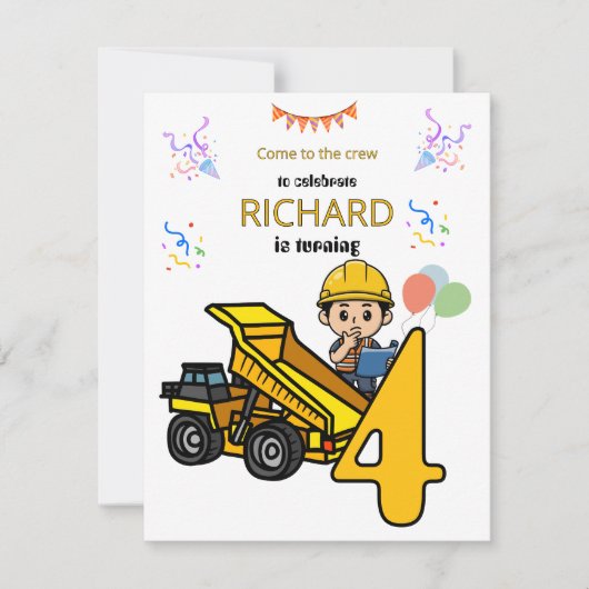 Bouwwerk Thema Grappige Kinderverjaardagsfeest Kaart (Voorkant)