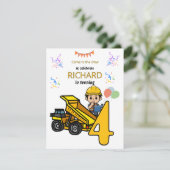 Bouwwerk Thema Grappige Kinderverjaardagsfeest Kaart (Staand voorkant)