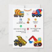 Bouwwerk Thema Grappige Kinderverjaardagsfeest Kaart (Achterkant)