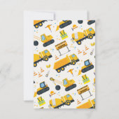Bouwwerk Verjaardag Bedankt Kaart – Gele Dumper (Achterkant)
