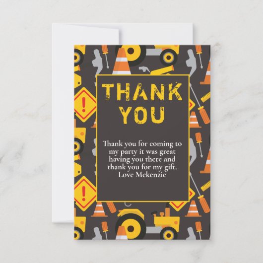 Bouwwerk Verjaardagsfeestje Bedankkaart (Voorkant)