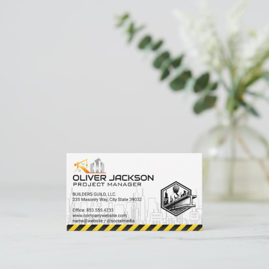 Bouwwerken | Blauw Kollateraal Visitekaartje (Staand voorkant)