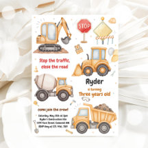 Bouwwerken Dumptruck Graafmachine Jongen Verjaarda