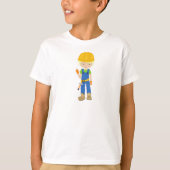 Bouwwerker, blond haar, tjoch, hamer t-shirt (Voorkant)