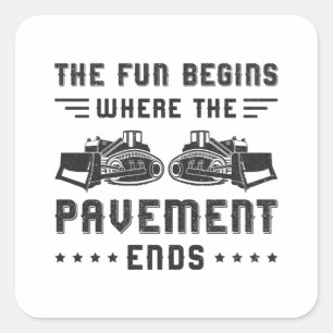 Bouwwerker Bulldozer Pavement beëindigt site Vierkante Sticker