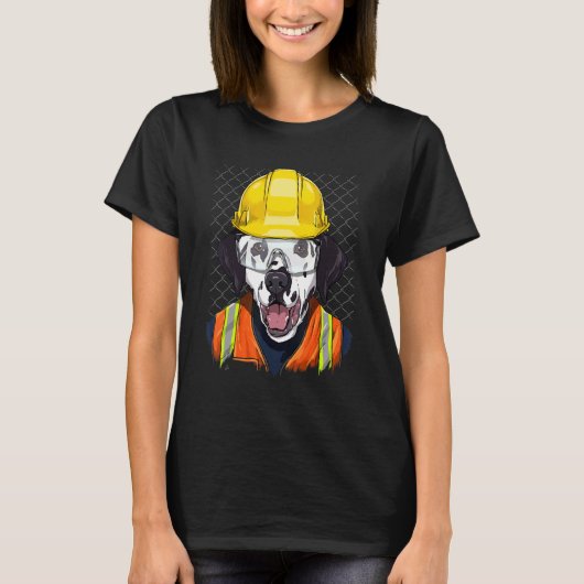 Bouwwerker Dalmatian Laborer Pet T-shirt (Voorkant)
