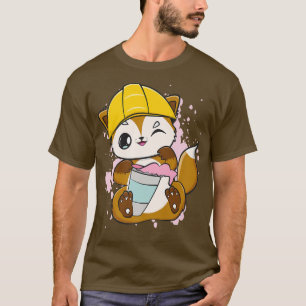 Bouwwerker Fox-Drinken beluisterthee voor Boba T-shirt