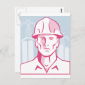 Bouwwerker Hardhat Briefkaart (Voorkant / Achterkant)
