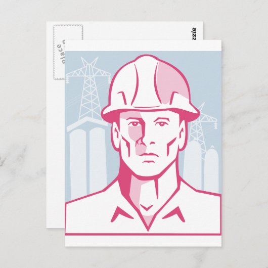Bouwwerker Hardhat Briefkaart (Voorkant / Achterkant)