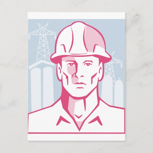 Bouwwerker Hardhat Briefkaart (Voorkant)