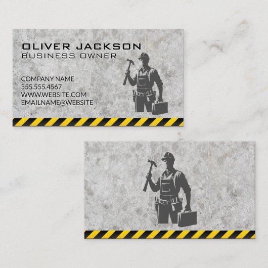 Bouwwerker in Blauw Visitekaartje (Voorkant / Achterkant)