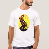 Bouwwerker Jackhammer Oval T-shirt (Voorkant)