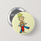 Bouwwerker met Jack Hammer Ronde Button 5,7 Cm (Voorkant /achterkant)