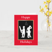 Bouwwerker Silhouet Kerstkaart Kaart (Gele Bloem)