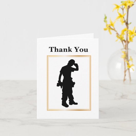 Bouwwerker Silhouette Hartelijk dank Kaart (Gele Bloem)