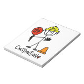 Bouwwerker Stickfiguur Notitieblok (Linkerzijde)