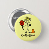 Bouwwerker Stickfiguur Ronde Button 5,7 Cm (Voorkant /achterkant)