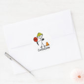 Bouwwerker Stickfiguur Ronde Sticker (Envelop)