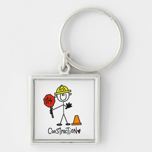 Bouwwerker Stickfiguur Sleutelhanger (Voorkant)