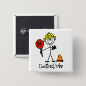 Bouwwerker Stickfiguur Vierkante Button 5,1 Cm (Voorkant /achterkant)